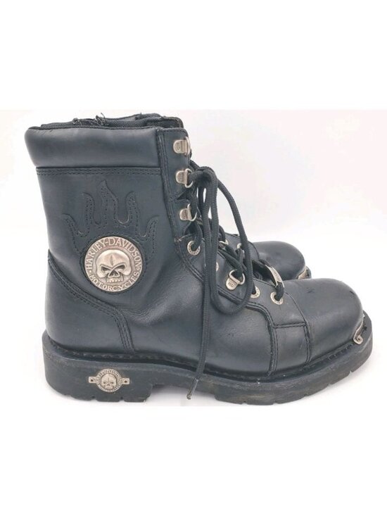 Harley Davidson Diversion Skull Motorcycle Boots Size 8 1/2 Black Leather D94169